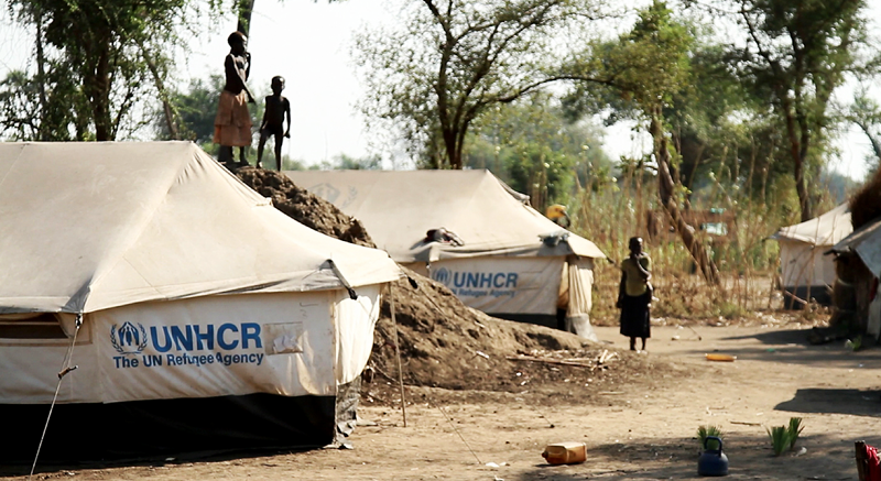 Children play in a refugee camp in Maban County, South Sudan.