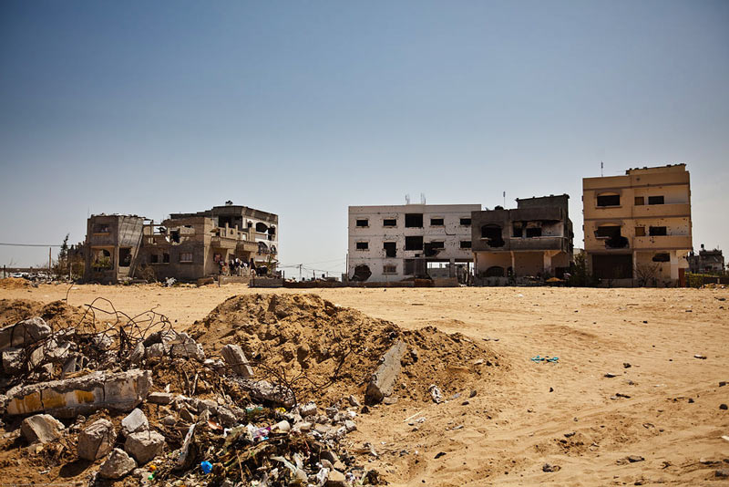 Damaged buildings in Gaza