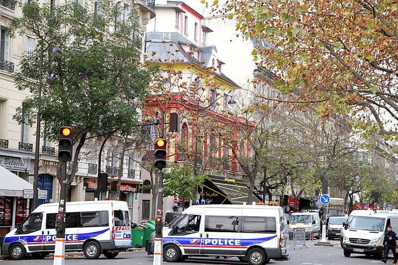 Exterior of the Bataclan theatre the day after the attacks