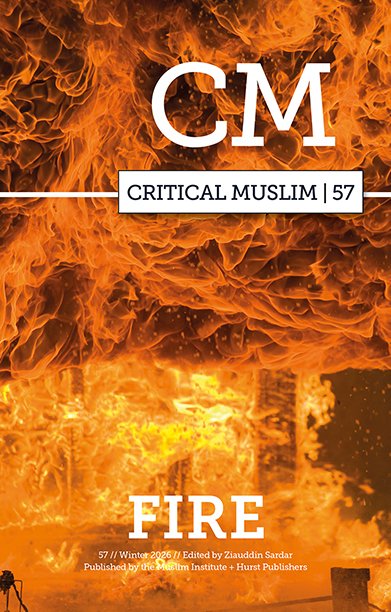 Book cover for Critical Muslim 57 showing fire