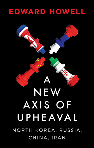 Book cover showing four chess pieces with the flags of Iran, North Korea, China, and Russia emblazoned on them.